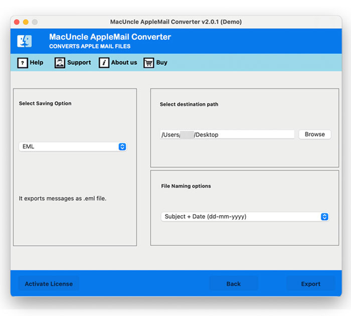 Choose EML Format to convert Mac Mail to EML