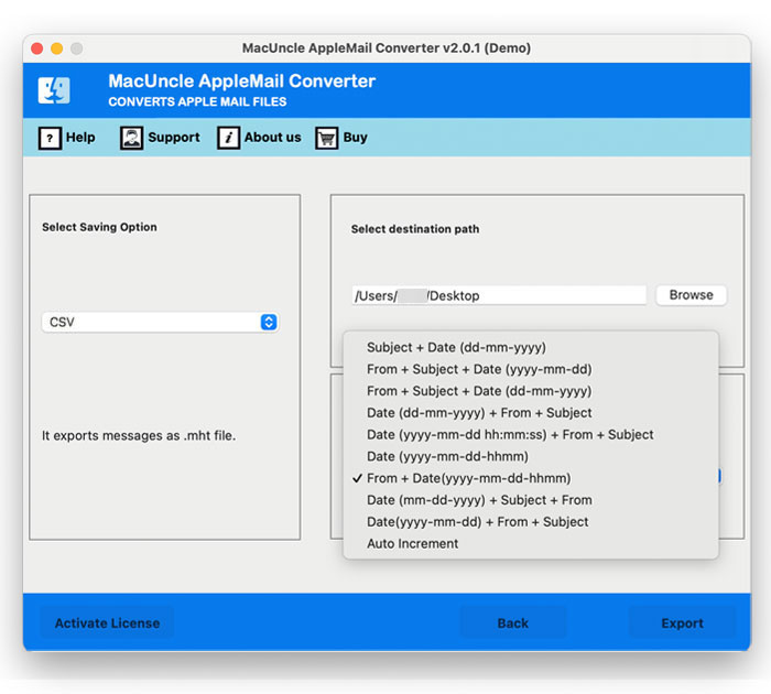 choose a format to export apple mail contacts to csv