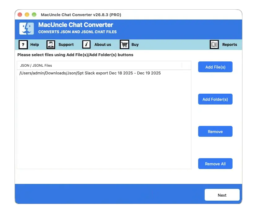 add google chat json files
