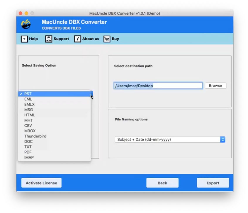 Select PDF to Convert DBX to PDF format