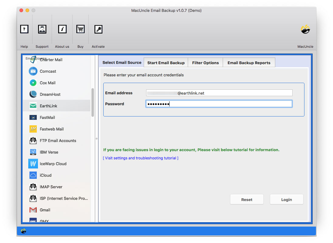 Enter Earthlink Account Credentials