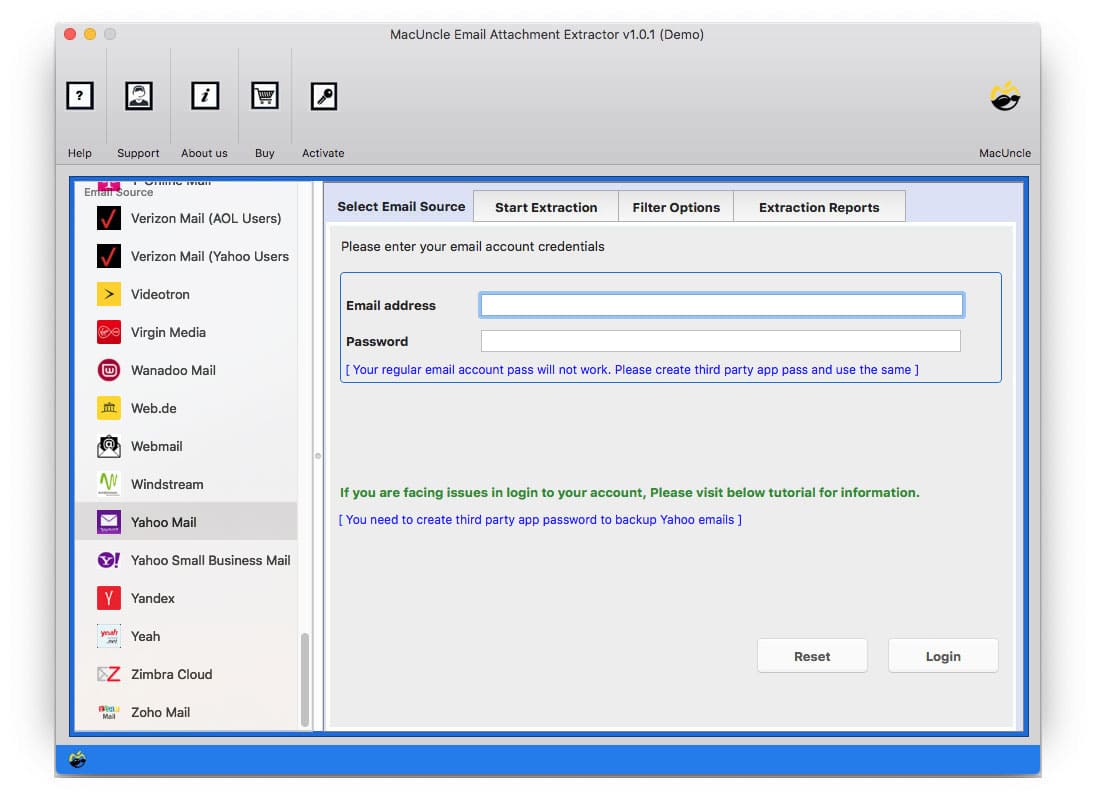 Start the tool to download attachments from Yahoo mail