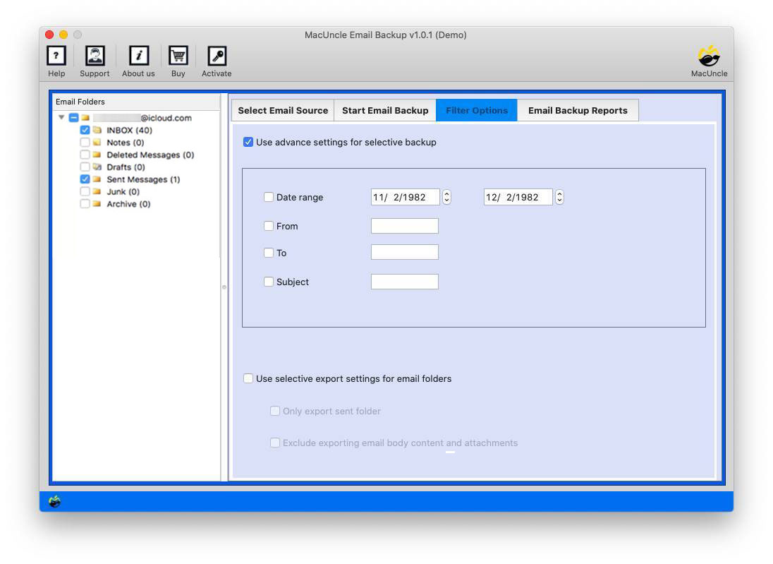 Selective backup Mac Mail