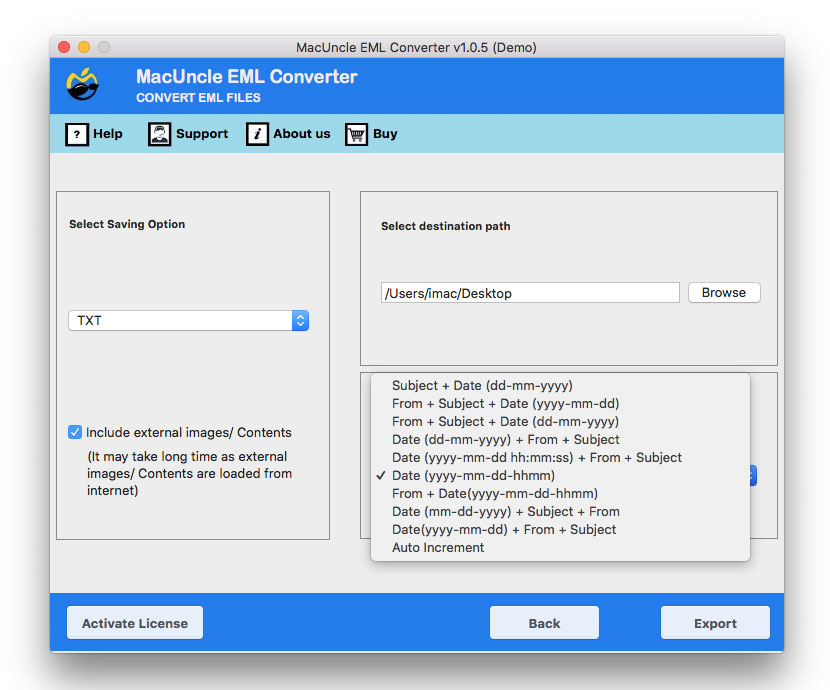 file naming & destination path