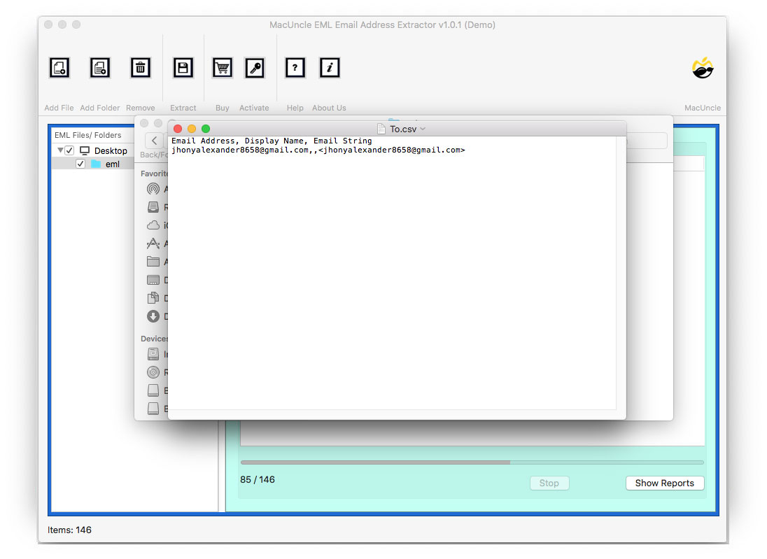 Get the resultant CSV file with Email Ids