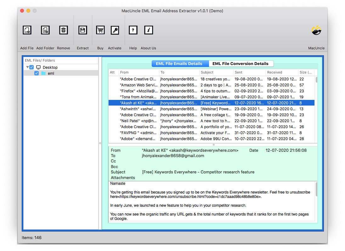 Select Desired EML file
