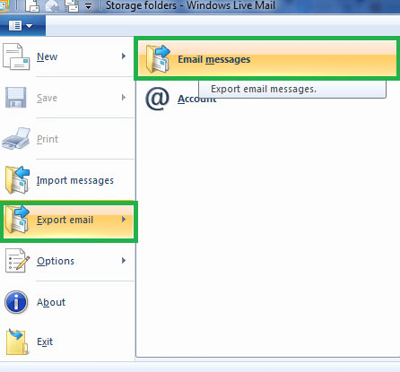 import eml files into outlook using Windows Live Mail