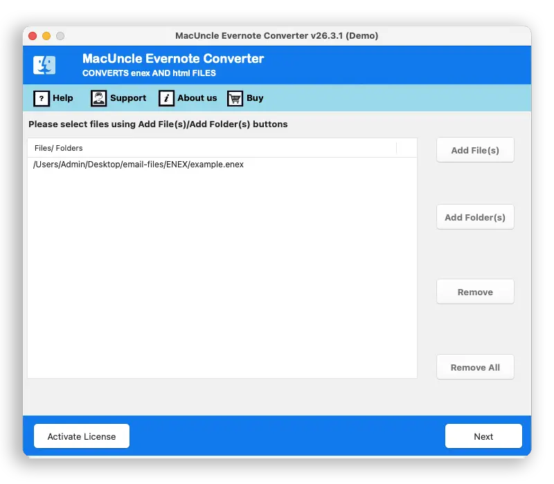 Add Evernote Files to the software panel