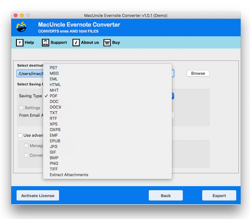 Select file format