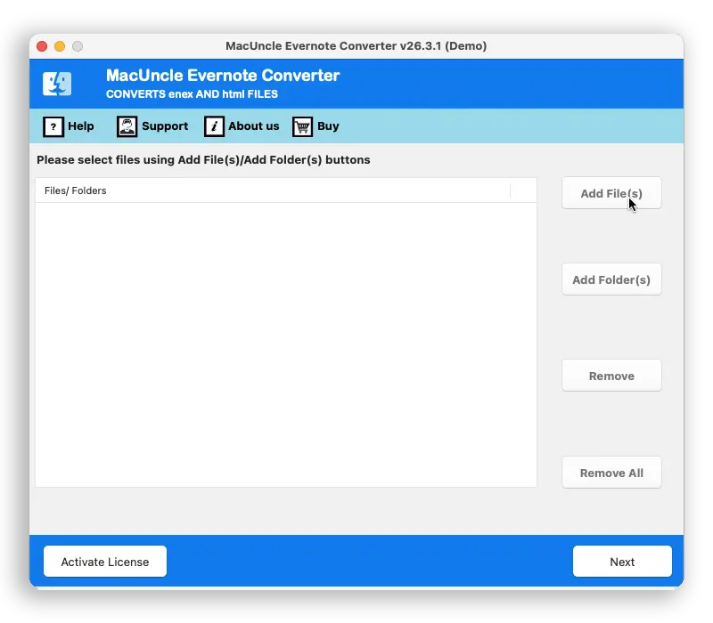Start Evernote Converter