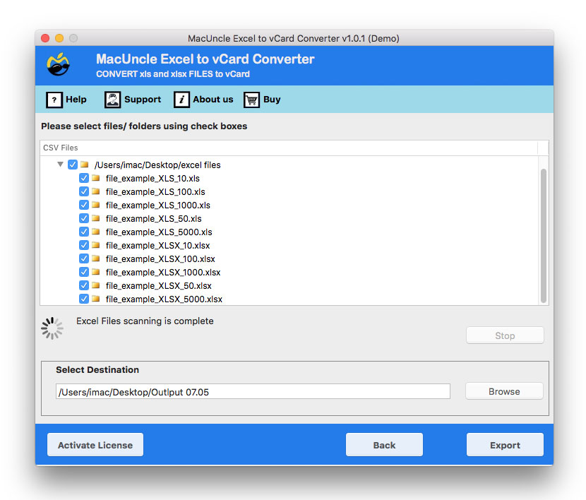 Choose a Excel file and import to Apple Address Book