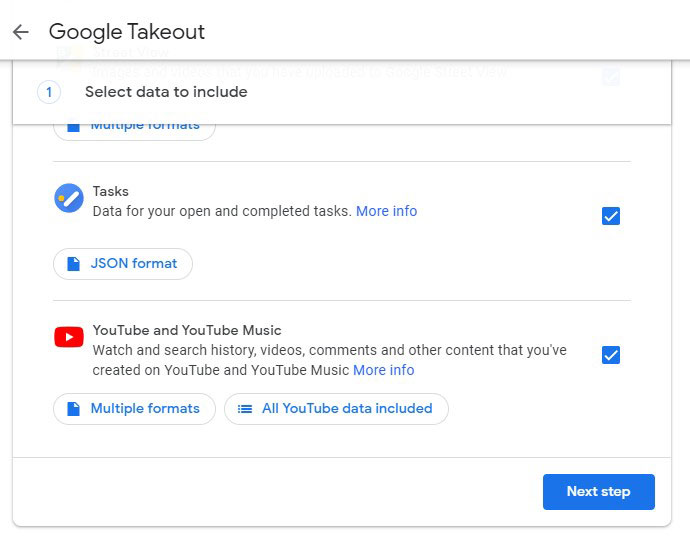 start google takeout