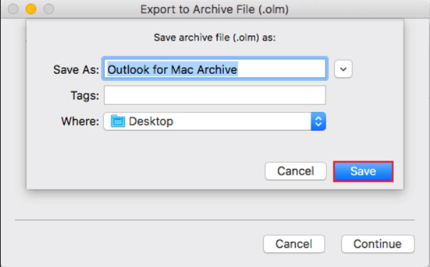 save mac outlook emails