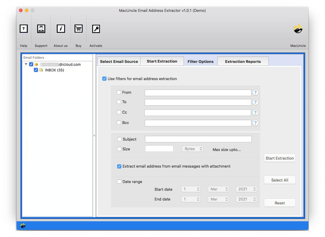 Filter option for selective extraction