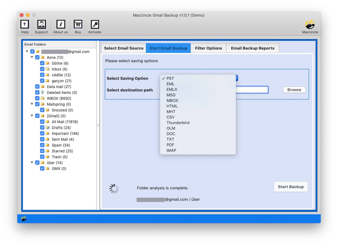 choose the desired folder and imap