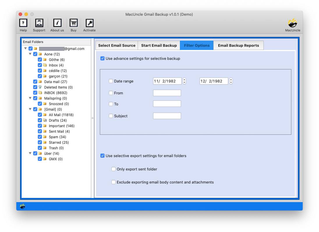 setup filter options