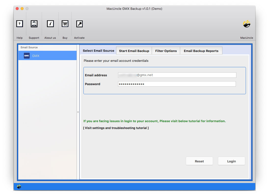 With the tool Add GMX to Outlook on Mac