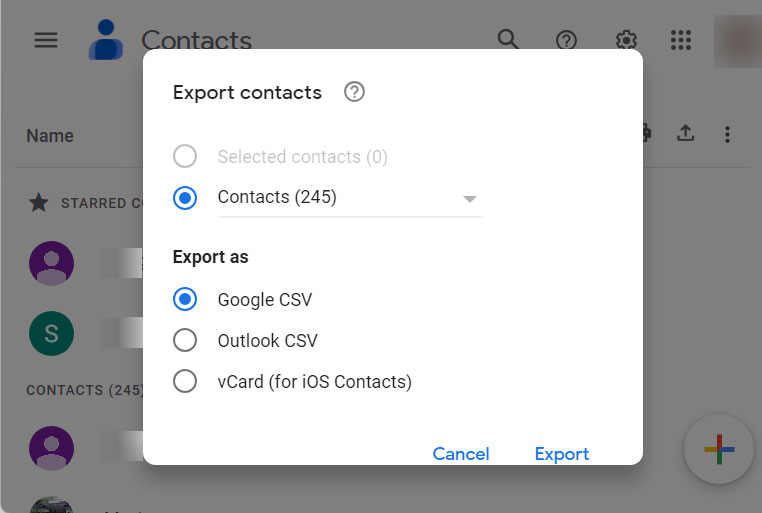 choose a desired csv option