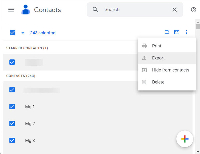 export google contacts