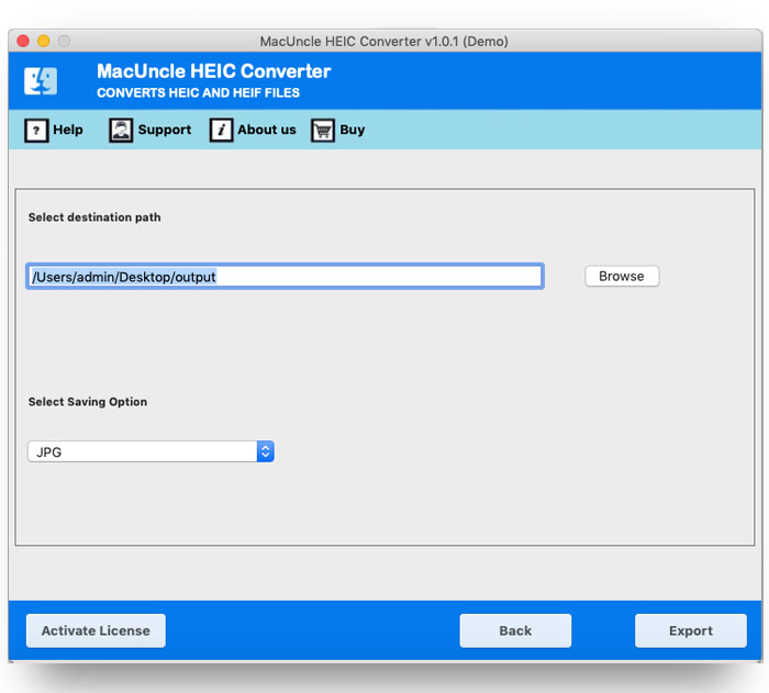 Set a location to store converted HEIC files