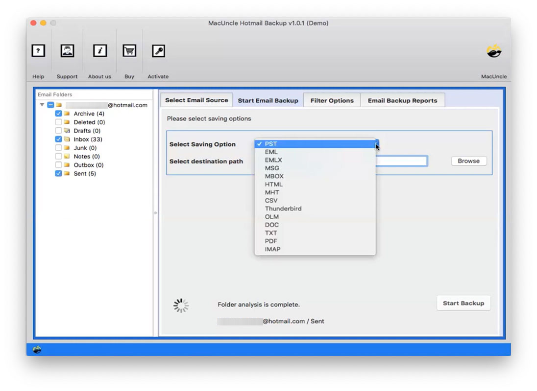 Choose MBOX Format to transfer Hotmail emails to Apple Mail