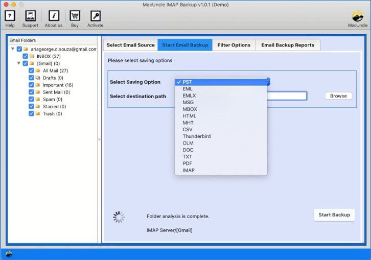 select mbox as saving option