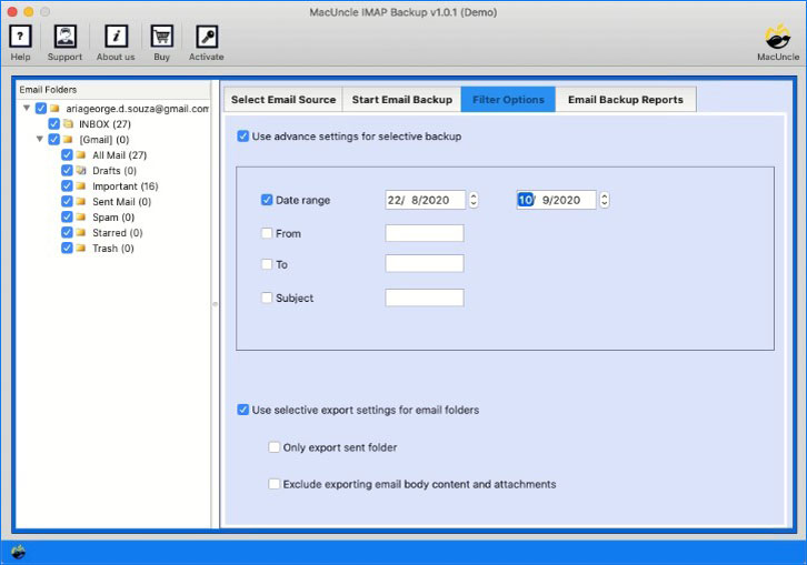 setup the filter options