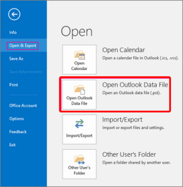 Export resultant PST file to Outlook