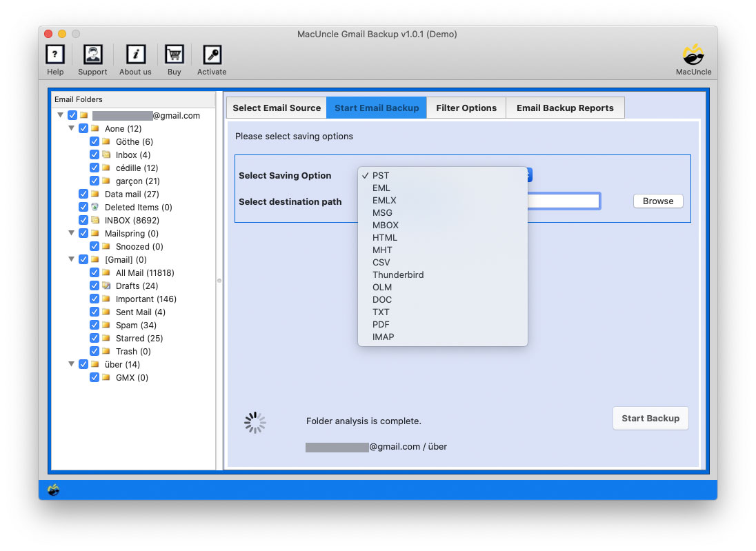 Choose the folder and OLM files format