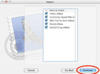 Select the desired item and import thunderbird to Apple Mail