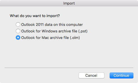 choose olm to complete the process to export gmail emails to Mac Outlook