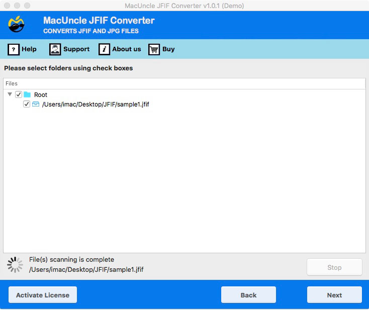 Choose desired JFIF files