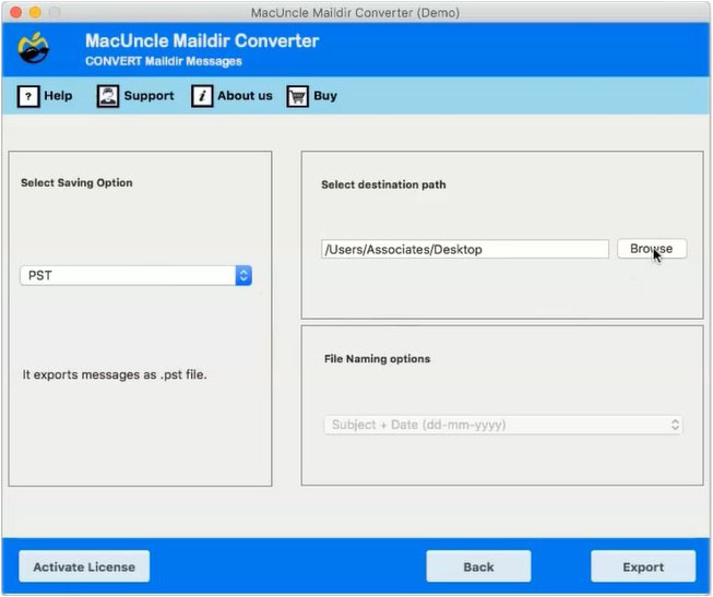 Browse a location to store the converted file