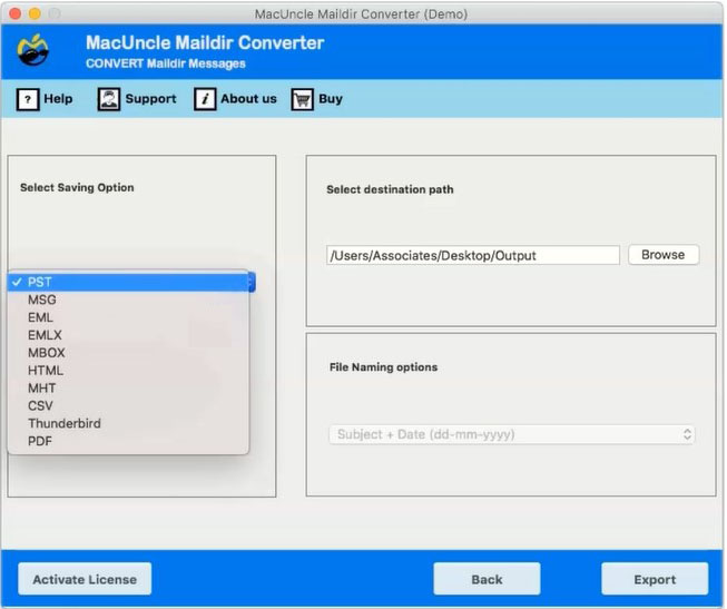 Choose EML format