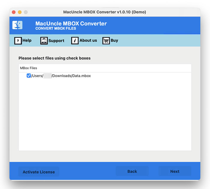 Select MBOX or MBX files 