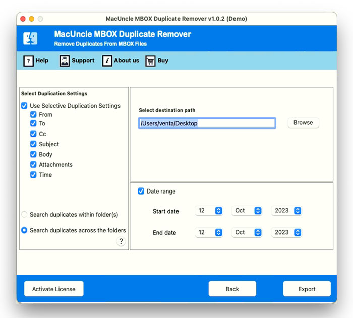 browse a location to store the output