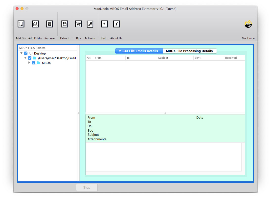 Add MBOX file to the software panel