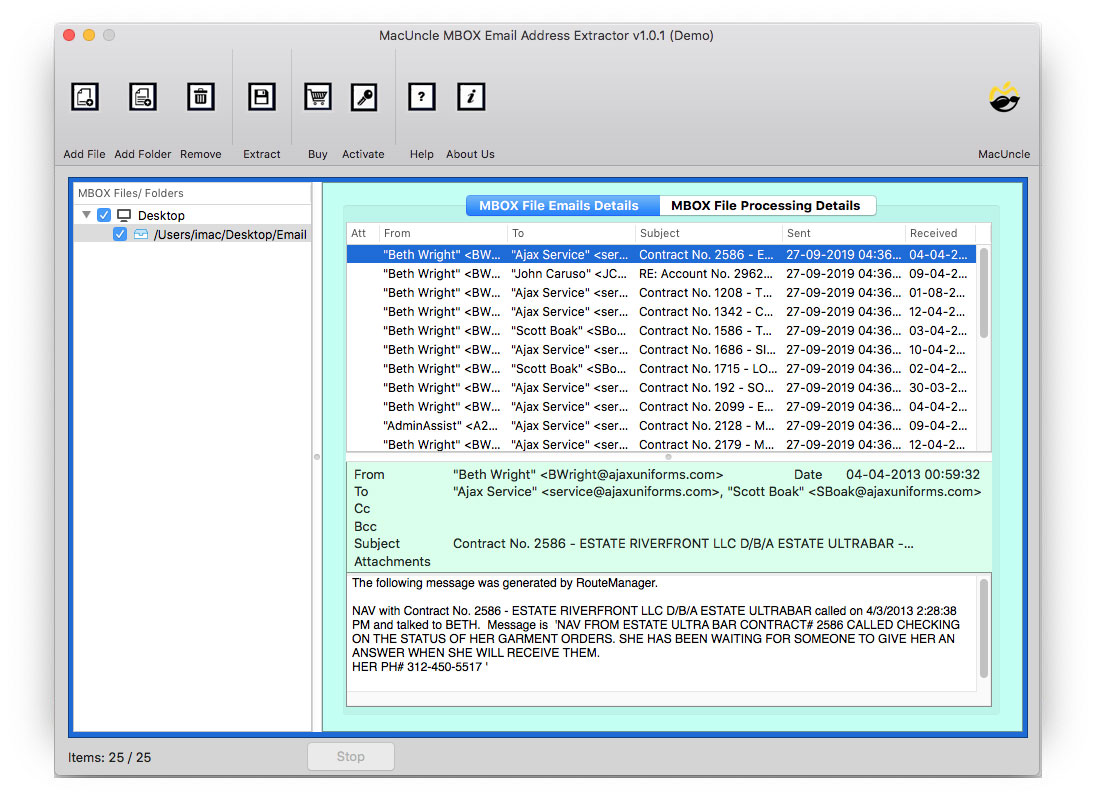 Select Desired MBOX file