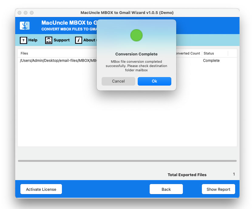 start mbox to gmail conversion