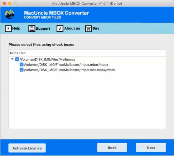 choose the folder to import mbox to icloud