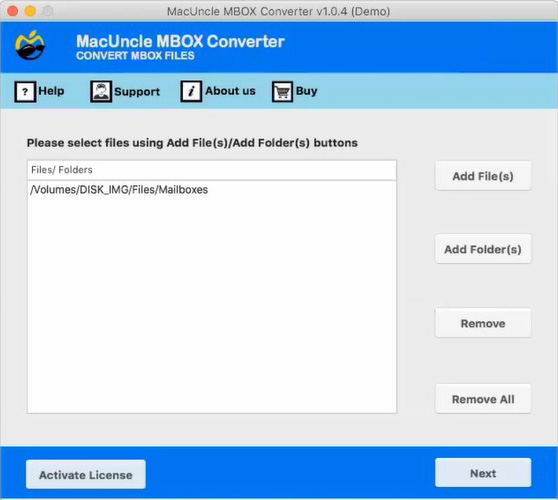 upload mbox files
