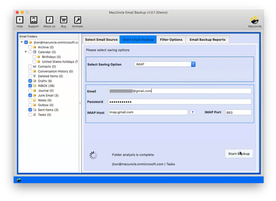 Enter Gmail Account Details