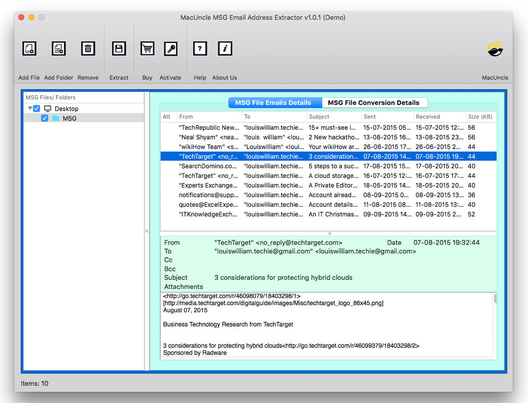 Select Desired MSG file