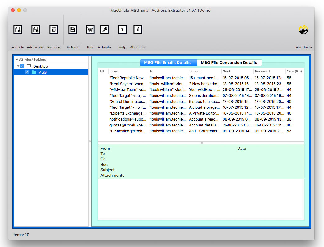 Add MSG file to the software panel