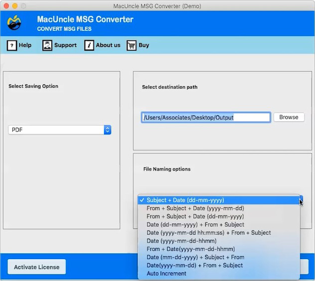 file naming & destination path