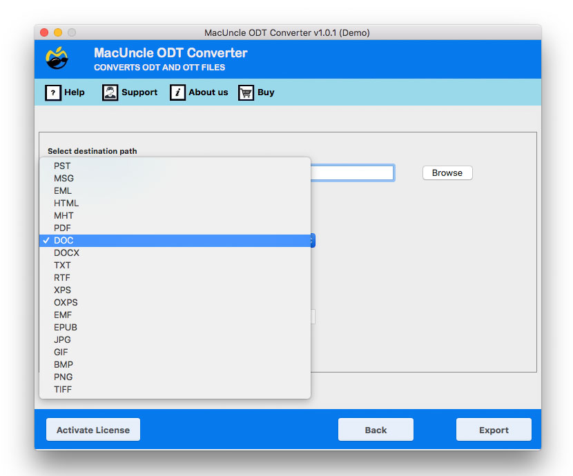 Select the desired ODT files