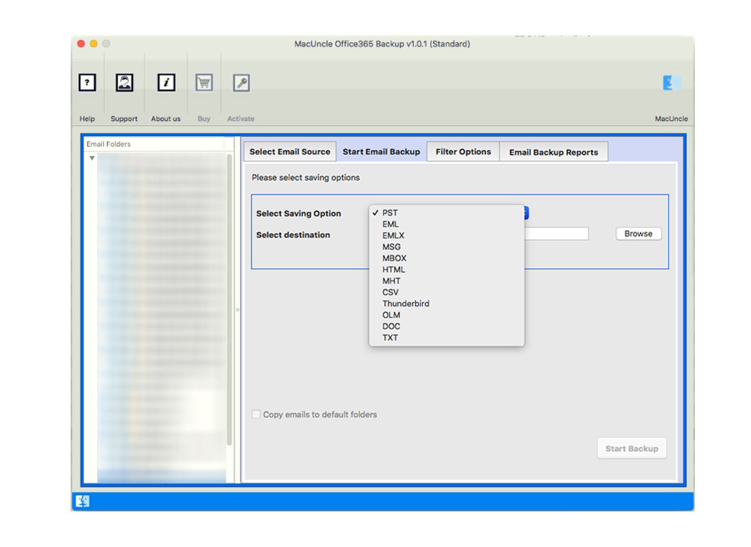 Select desired file format