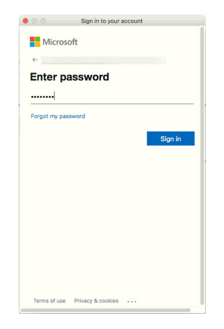 enter office 365 credentials