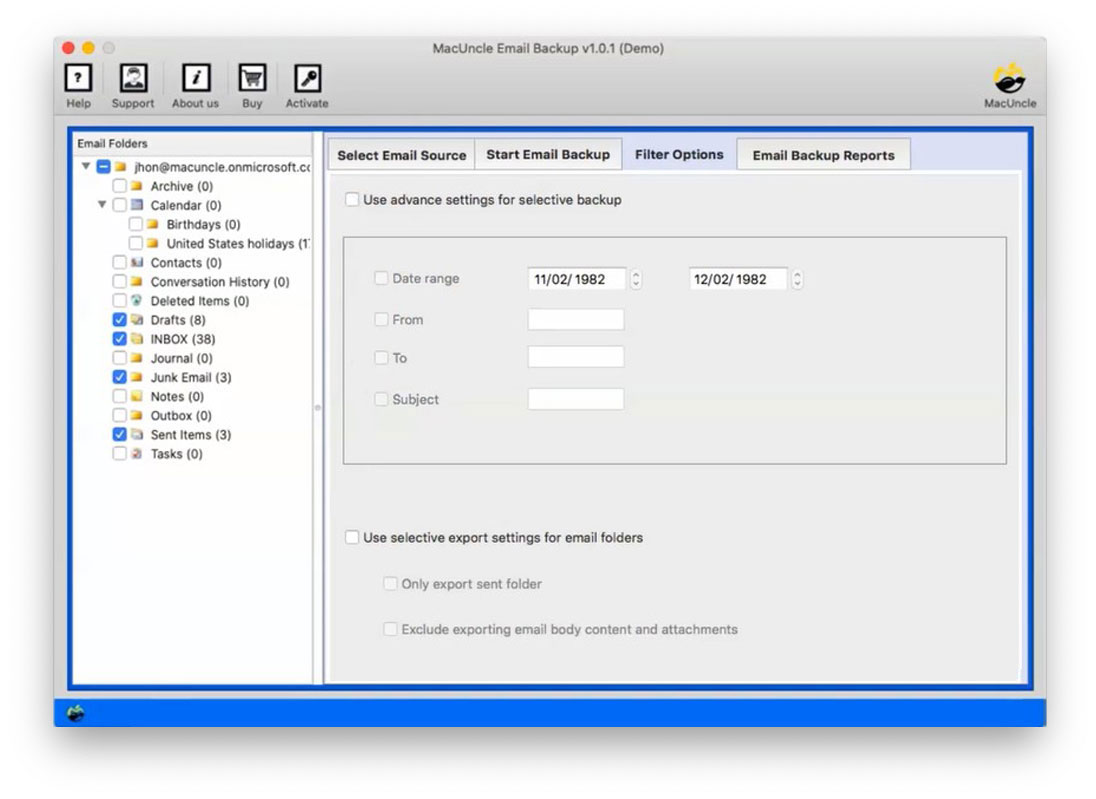 Filter Option for select O365 migration