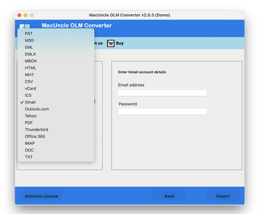 select eml format from the options